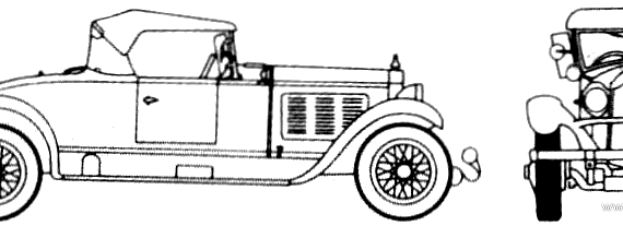 Willys Knight 66A Convertible Coupe (1928) - Виллис - чертежи, габариты, рисунки автомобиля