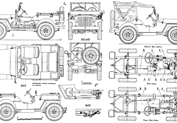 Willys MB SOVIETIC edition - Виллис - чертежи, габариты, рисунки автомобиля