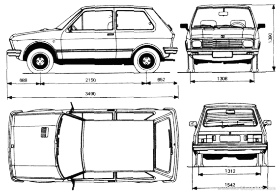 Yugo 45 Koral - Разные автомобили - чертежи, габариты, рисунки автомобиля