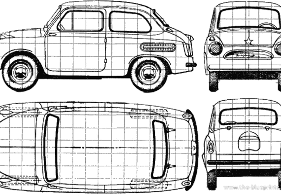 ZAZ 965 Zaparozhets - ЗАЗ - чертежи, габариты, рисунки автомобиля