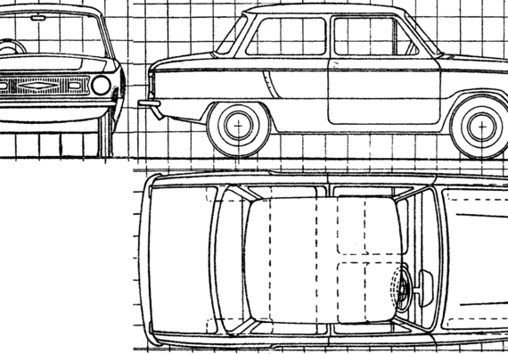 ZAZ 966 - ЗАЗ - чертежи, габариты, рисунки автомобиля