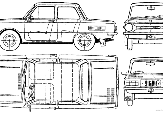 ZAZ 968M Zaparozhets - ЗАЗ - чертежи, габариты, рисунки автомобиля