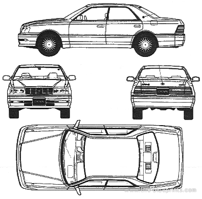 ZS155 Crown 3.0 Royal Saloon G - Тойота - чертежи, габариты, рисунки автомобиля
