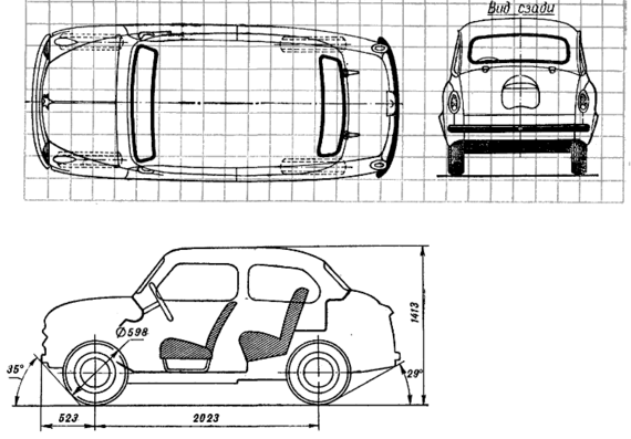 ZaZ 965 4 - ЗАЗ - чертежи, габариты, рисунки автомобиля