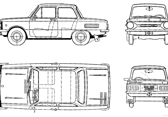 ZaZ 968 M - ЗАЗ - чертежи, габариты, рисунки автомобиля