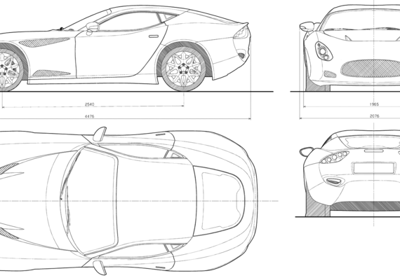 Zagato Perana Z One (2010) - Разные автомобили - чертежи, габариты, рисунки автомобиля