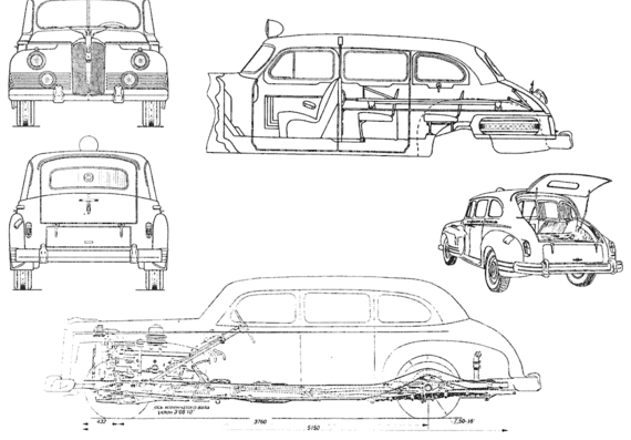 Zis 110 A - Разные автомобили - чертежи, габариты, рисунки автомобиля