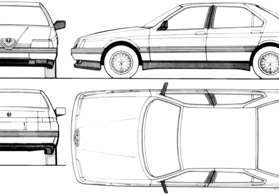 Alfa Romeo 164 (1990) - Альфа Ромео - чертежи, габариты, рисунки автомобиля