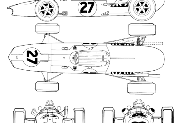 Anglo-American Eagle T1G F1 GP (1966) - Разные автомобили - чертежи, габариты, рисунки автомобиля