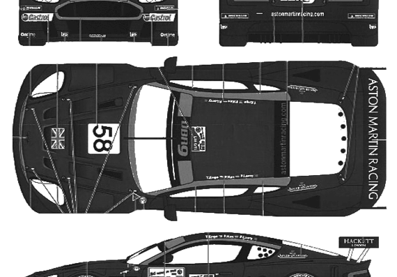 Aston Martin DBR9 LeMans No.58 (2005) - Астон Мартин - чертежи, габариты, рисунки автомобиля