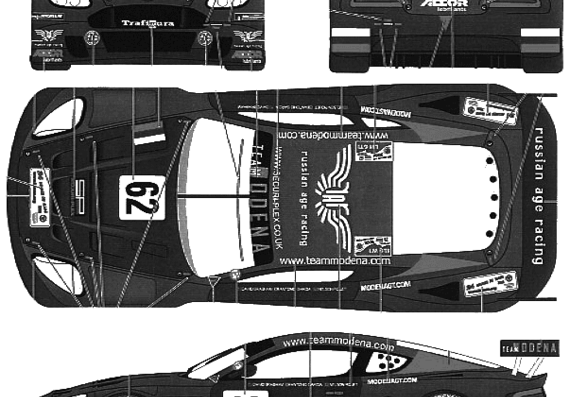 Aston Martin DBR9 LeMans Privater No.62 (2006) - Астон Мартин - чертежи, габариты, рисунки автомобиля