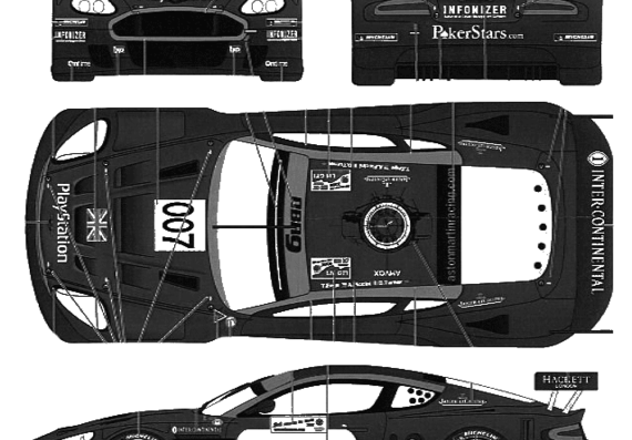 Aston Martin DBR9 LeMans Works No.007 (2006) - Астон Мартин - чертежи, габариты, рисунки автомобиля