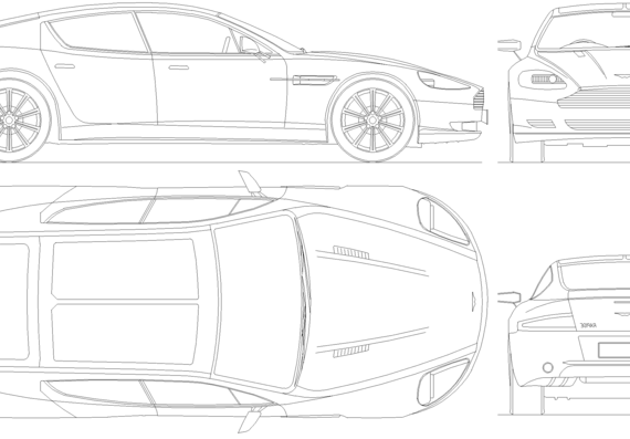 Aston Martin Rapide (2010) - Астон Мартин - чертежи, габариты, рисунки автомобиля