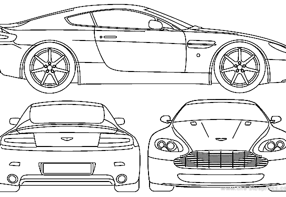 Aston Martin V8 Vantage (2005) - Астон Мартин - чертежи, габариты, рисунки автомобиля