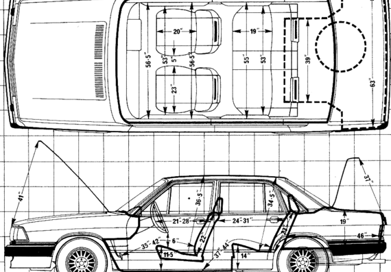 Audi 200 5T Automatic (1980) - Ауди - чертежи, габариты, рисунки автомобиля