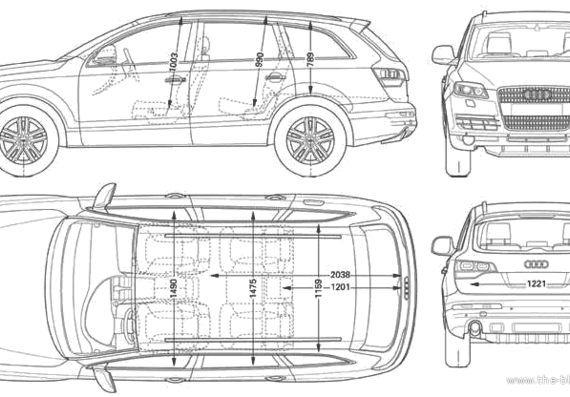 Audi Q7 (2006) - Ауди - чертежи, габариты, рисунки автомобиля