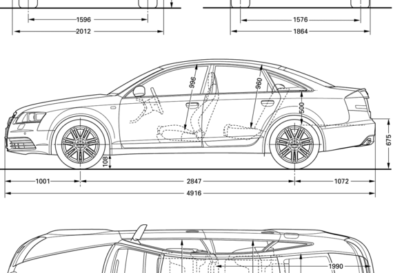 Audi RS6 (2008) - Ауди - чертежи, габариты, рисунки автомобиля