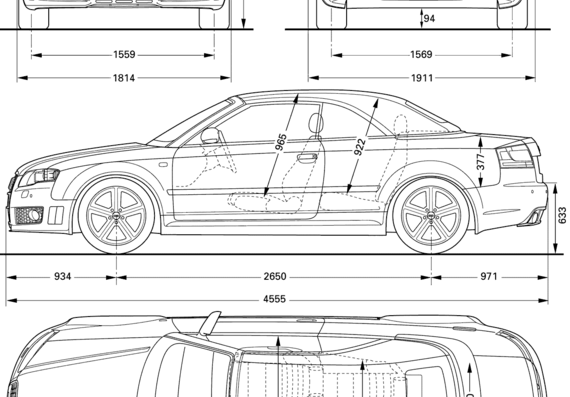 Audi S4 (2008) - Ауди - чертежи, габариты, рисунки автомобиля