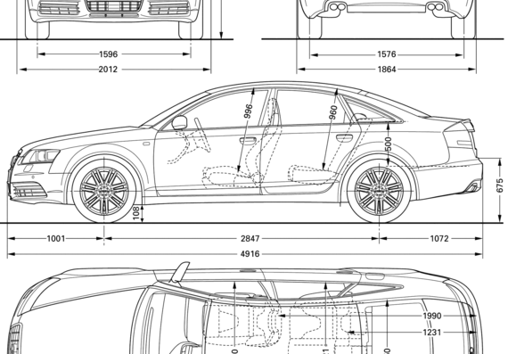 Audi S6 - Ауди - чертежи, габариты, рисунки автомобиля