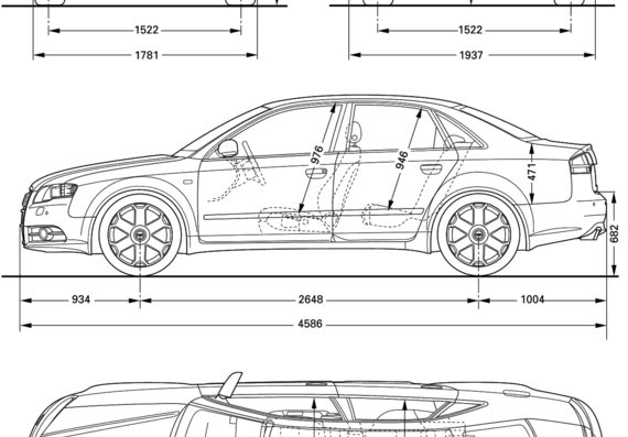 Audi S6 (2008) - Ауди - чертежи, габариты, рисунки автомобиля