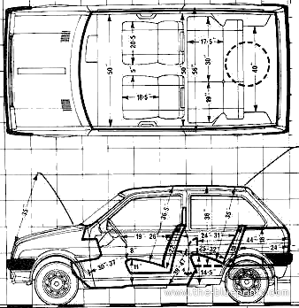 Austin Mini Metro 1.3 HLS (1980) - Остин - чертежи, габариты, рисунки автомобиля