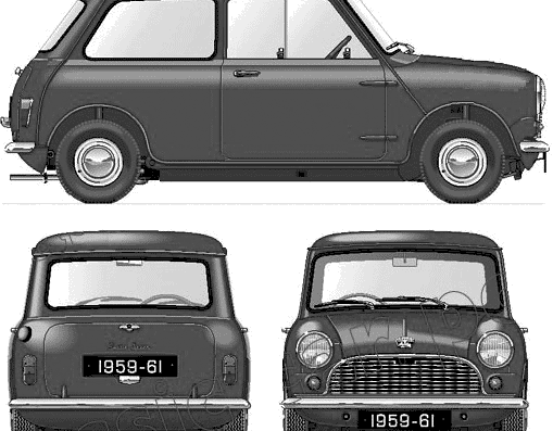 Austin Seven Mini (1959) - Остин - чертежи, габариты, рисунки автомобиля