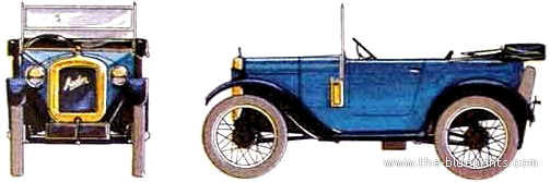 Austin Seven Tourer (1923) - Остин - чертежи, габариты, рисунки автомобиля