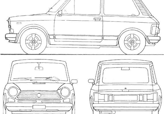 Autobianchi A112 - Автобиначи - чертежи, габариты, рисунки автомобиля