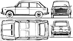 Autobianchi Primula 2-Door (1967) - Автобиначи - чертежи, габариты, рисунки автомобиля