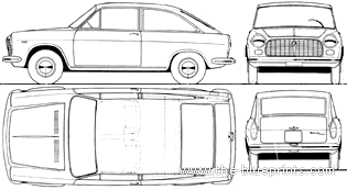 Autobianchi Primula Coupe S (1967) - Автобиначи - чертежи, габариты, рисунки автомобиля