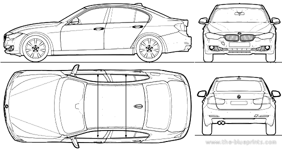 BMW 3-Series (2012) - БМВ - чертежи, габариты, рисунки автомобиля