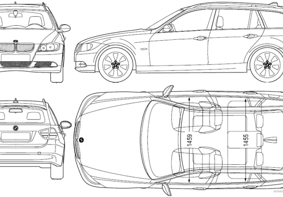 BMW 3-Series Touring (E90) (2006) - БМВ - чертежи, габариты, рисунки автомобиля