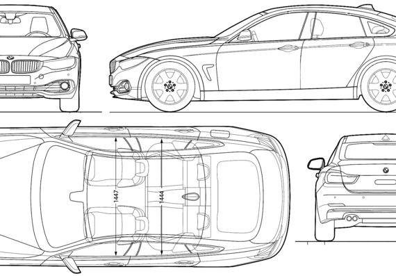 BMW 4-Series Gran Coupe (2014) - БМВ - чертежи, габариты, рисунки автомобиля