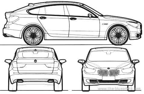 BMW 5-Series GT (F07) (2009) - БМВ - чертежи, габариты, рисунки автомобиля