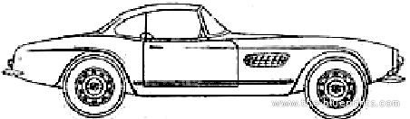 BMW 507 - БМВ - чертежи, габариты, рисунки автомобиля