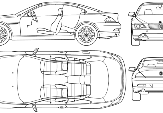 BMW 6-Series (E63) - БМВ - чертежи, габариты, рисунки автомобиля