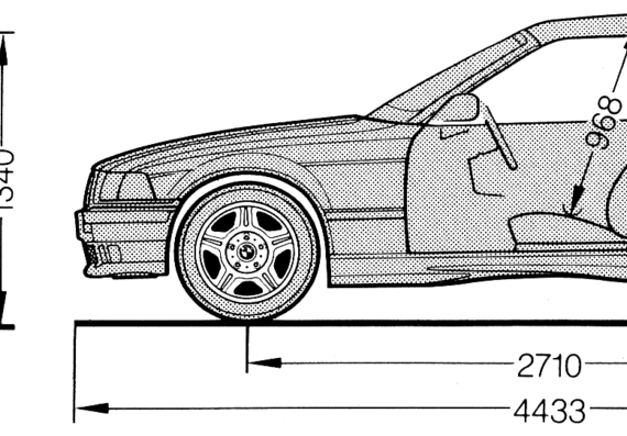 BMW M3 Cabrio (E36) - БМВ - чертежи, габариты, рисунки автомобиля