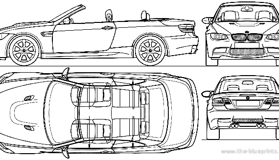 BMW M3 Convertible (E93) (2010) - БМВ - чертежи, габариты, рисунки автомобиля