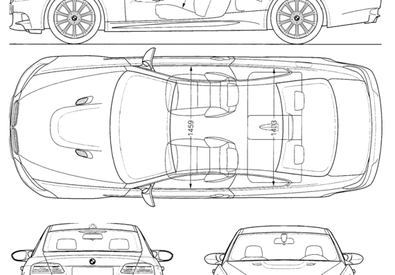 BMW M3 Coupe (E92) - БМВ - чертежи, габариты, рисунки автомобиля