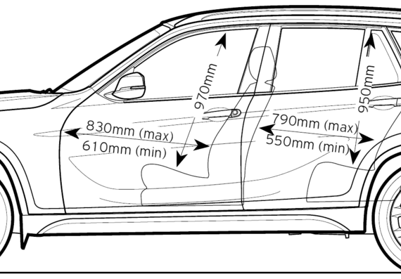 BMW X1 (E84) (2013) - БМВ - чертежи, габариты, рисунки автомобиля