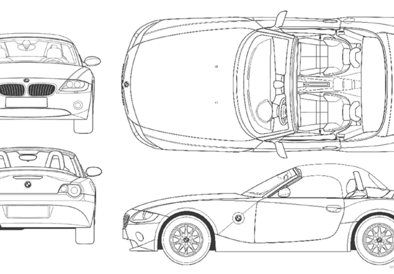 BMW Z4 (E85) - БМВ - чертежи, габариты, рисунки автомобиля