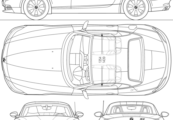 BMW Z4 (E89) (2009) - БМВ - чертежи, габариты, рисунки автомобиля