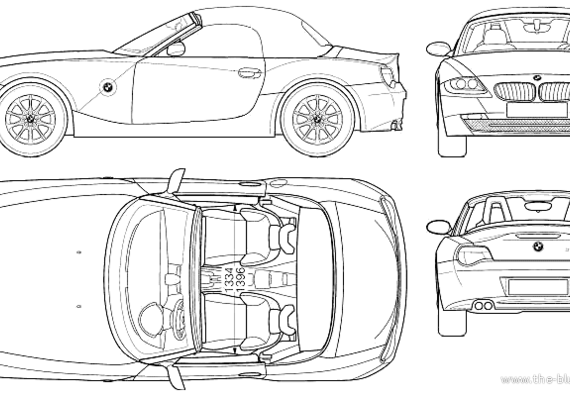 BMW Z4 Roadster (E85) (2005) - БМВ - чертежи, габариты, рисунки автомобиля