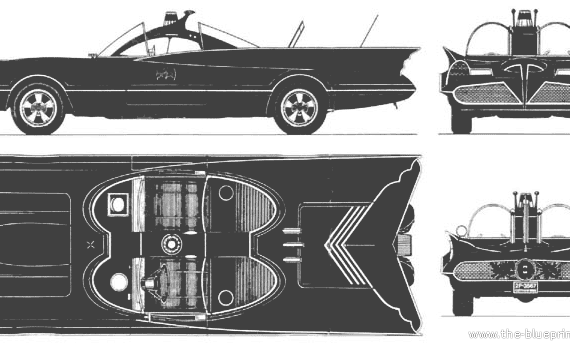 Batmobile (1966) - Various cars - drawings, dimensions, pictures of the car