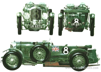 Bentley 4.5 litre Supercharged (1930) - Бентли - чертежи, габариты, рисунки автомобиля