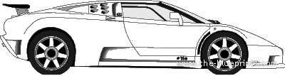 Bugatti EB110SS (1993) - Бугатти - чертежи, габариты, рисунки автомобиля