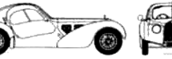 Bugatti T57 SC Atlantique (1939) - Бугатти - чертежи, габариты, рисунки автомобиля