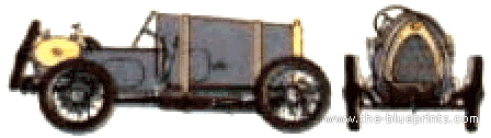 Bugatti Type 13 Brescia (1921) - Бугатти - чертежи, габариты, рисунки автомобиля