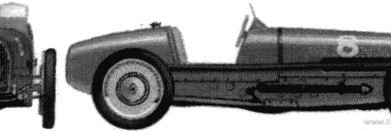 Bugatti Type 59 (1934) - Бугатти - чертежи, габариты, рисунки автомобиля