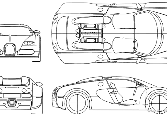 Bugatti Veyron 16.4 - Бугатти - чертежи, габариты, рисунки автомобиля